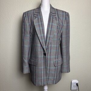 David Brooks Women's Blazer Size 10 Colorful‎ Plaid Oversized Lined Button